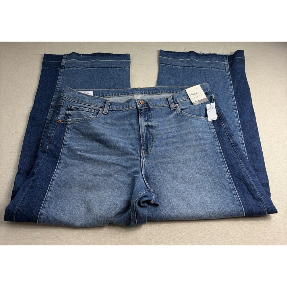 Gap High Rise Stride Wide Leg Jeans Womens Plus 20R Two Tone Raw Edge Hem (C5)